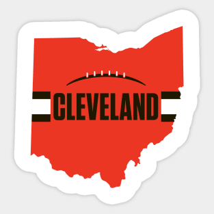 Cleveland Football Ohio Outline Orange Sticker